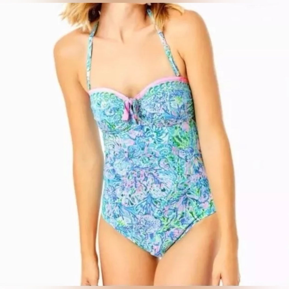 Lilly Pulitzer  One-Piece Swimsuit Size 8  Soleil It On Me Surf Blue - NWT